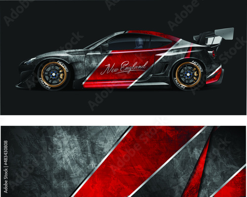 racing car wrap design for vector sport red graphics 