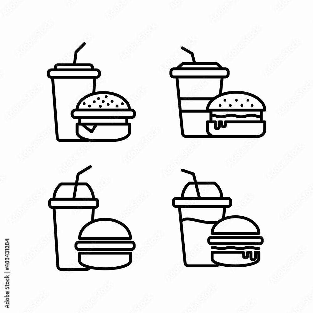 Fast Food Icon Burger And Drink Design Vector Logo Template Illustration Sign Symbol Fast Food Icon Burger And Drink Design Vector Logo Template Illustration Sign Symbol