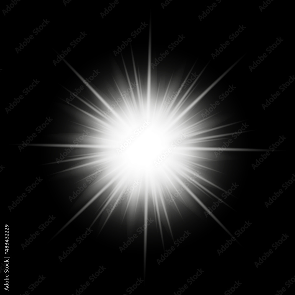 Glowing starburst explosion with sparkles and rays. Golden light flare firecracker effect with stars and glitter. Vector realistic illustration of shiny bright rocket burst. Glowing starburst explosion with sparkles and rays. Golden light flare firecracker effect with stars and glitter. Vector realistic illustration of shiny bright rocket burst.