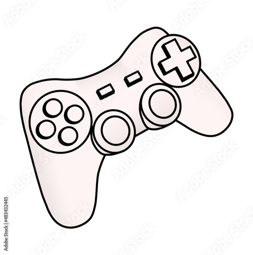 Gamepad for video games. Joystick vector drawing hand drawn game controller or game pad flying on white isolated background square