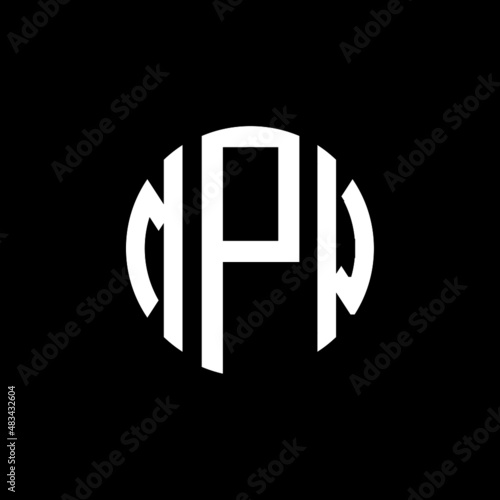 MPW letter logo design. MPW modern letter logo with black background. MPW creative  letter logo. simple and modern letter MPW logo template, MPW circle letter logo design with circle shape. MPW  photo