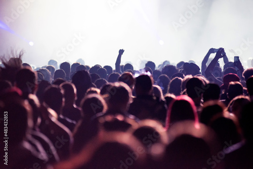 Crowd of people partying at music festival