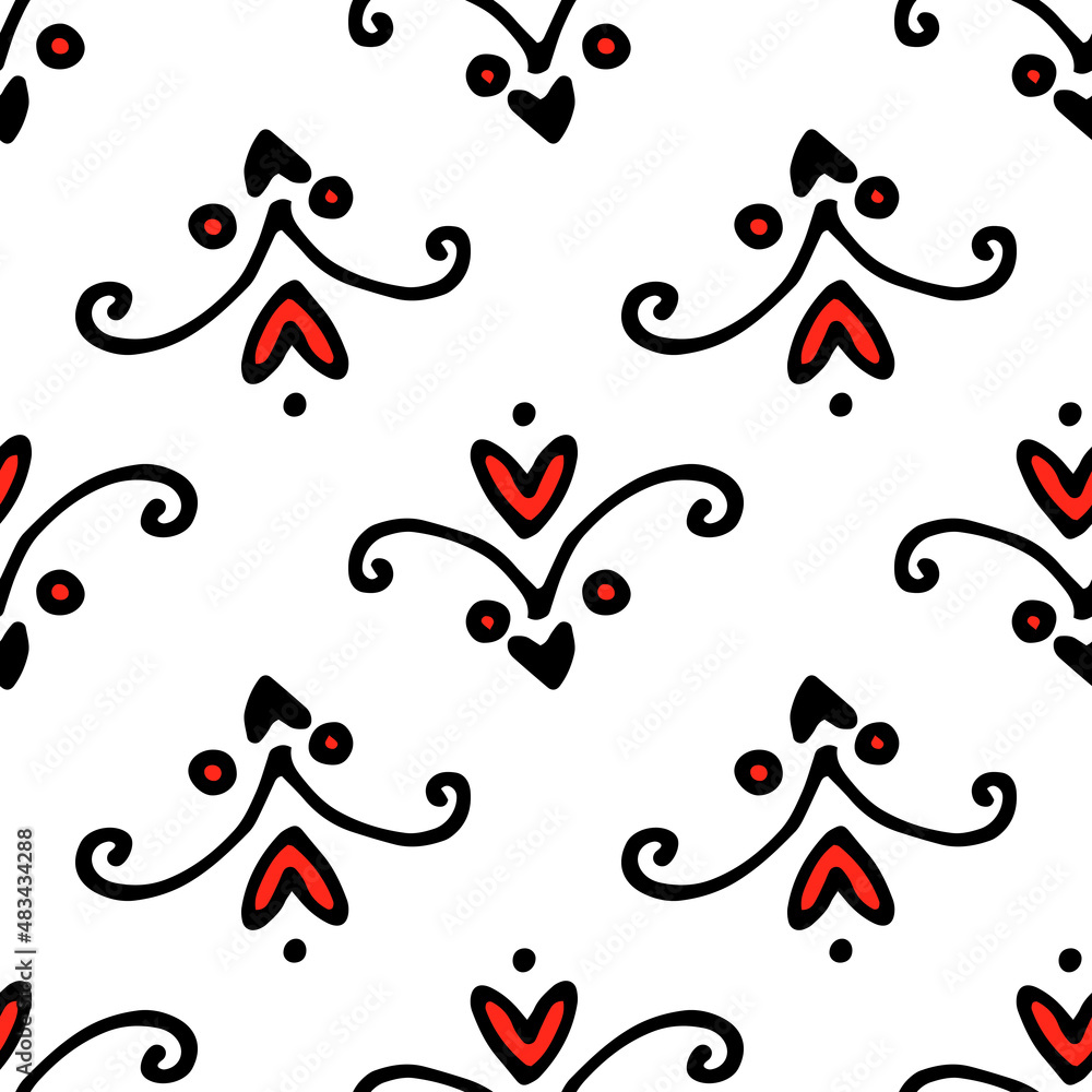 patterns of curlicues red heart with dots. a seamless set of small red hearts and squiggles with curved lines with curls is often placed on white for a valentine's day wedding template patterns of curlicues red heart with dots. a seamless set of small red hearts and squiggles with curved lines with curls is often placed on white for a valentine's day wedding template