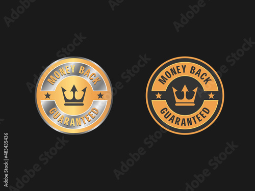 Money back guarantee badge, repayment or special offer isolated icon vector. Good deal, certificate or stamp, shopping and business emblem. Safe shopping warranty, percents return seal or logo