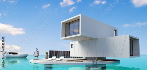 Modern houseboat villa on the high seas photo