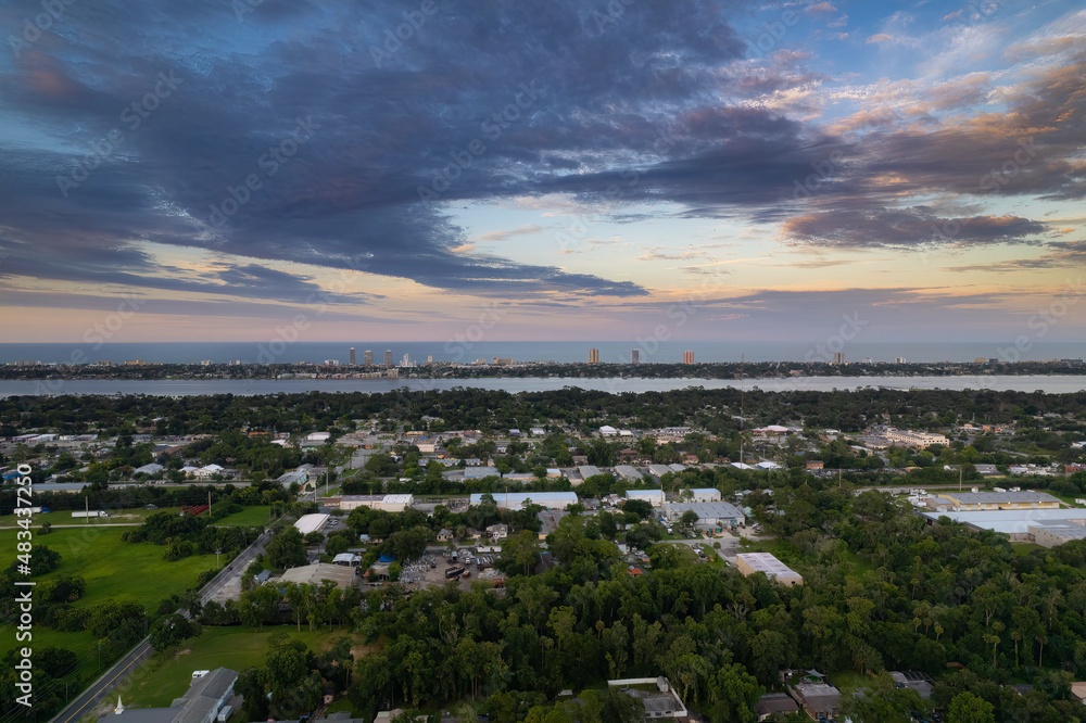 Aerial drone view of Daytona Beach, Florida