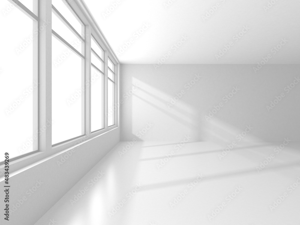 Fototapeta premium Illuminated corridor interior design. Empty Room Interior Background