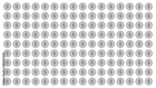 Silver dollar coins background, Vector illustration