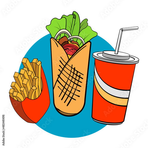 Fast food set vector illustration