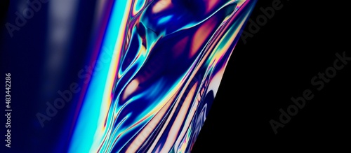 Fluid design twisted shapes holographic 3D abstract background iridescent wallpaper photo