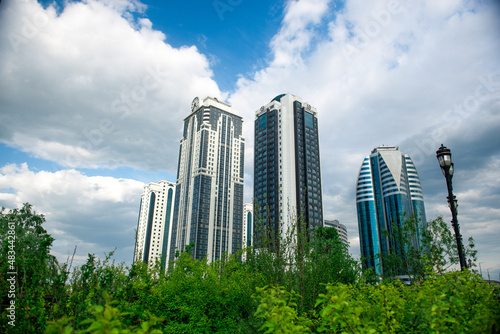 Russia, Chechen Republic city of Grozny. View of the skyscrapers of Grozny city on a sunny day