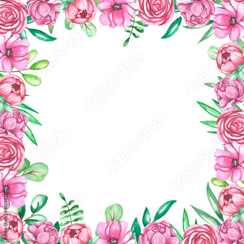 Wallpaper Mural Watercolor beautiful floral  frame Torontodigital.ca