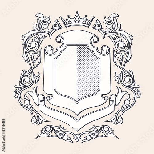 Ornate monochrome decorative vintage blank emblem