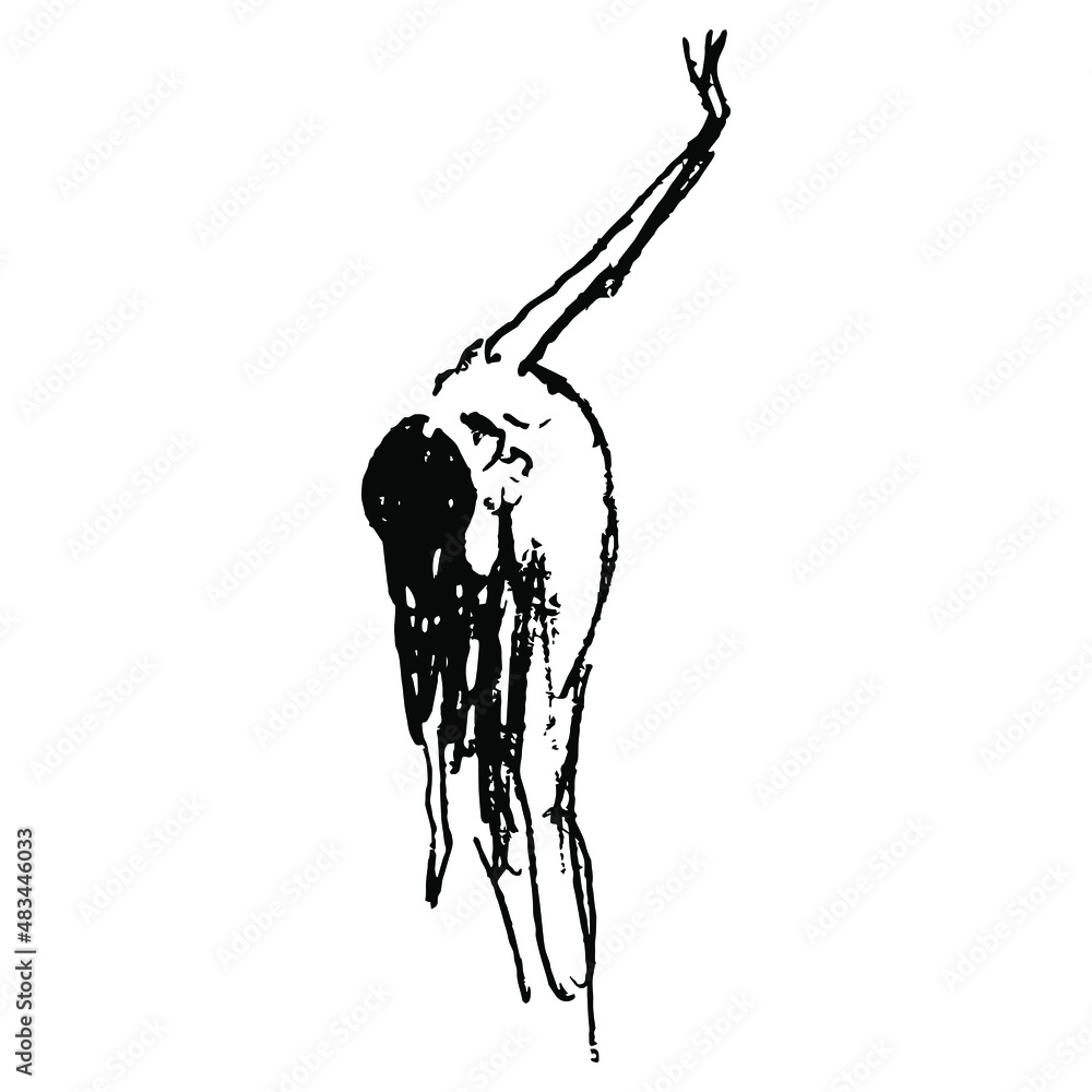 Vettoriale Stock Naked woman bent over or forward with one arm raised ...