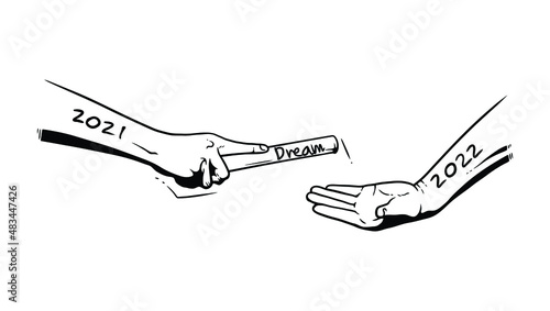 Continue the dream next year vector line art illustration