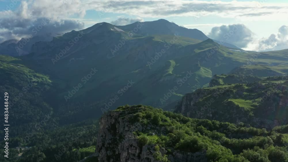 Aerial view of Oshten mount at summer, Adygea, Caucasus Mountains, 4k Aerial view of Oshten mount at summer, Adygea, Caucasus Mountains, 4k