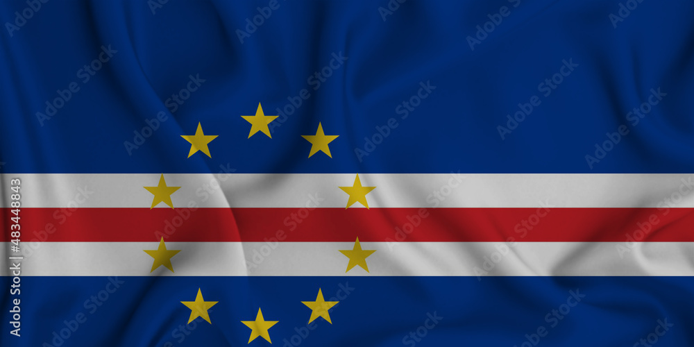3D illustration of the flag of Cabo Verde waving in the wind. 3D illustration of the flag of Cabo Verde waving in the wind.