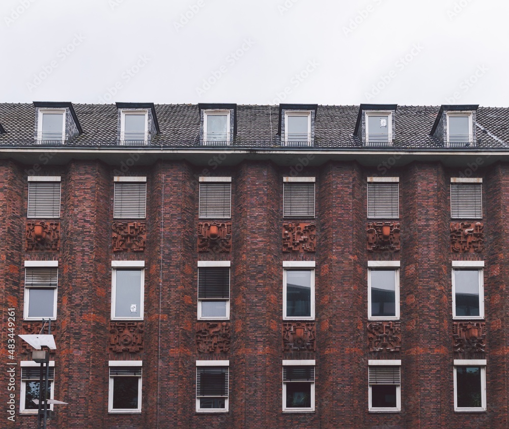Facade in Art deco architectural style on one of the city houses in Bochum, Germany