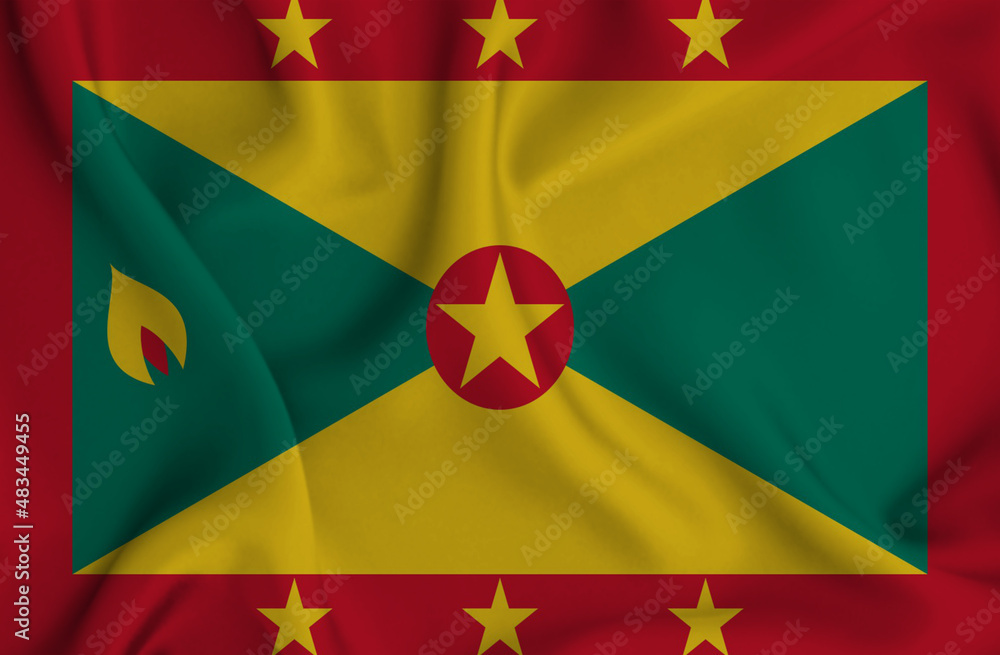 3D illustration of the flag of Grenada waving in the wind. 3D illustration of the flag of Grenada waving in the wind.