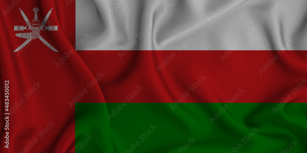 3D illustration of the flag of Oman waving in the wind. 3D illustration of the flag of Oman waving in the wind.