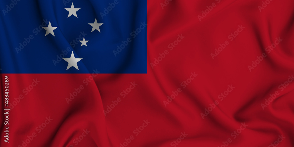 3D illustration of the flag of Samoa waving in the wind. 3D illustration of the flag of Samoa waving in the wind.