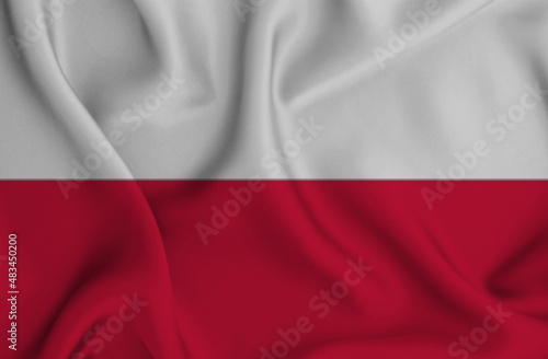 3D illustration of the flag of Poland waving in the wind.