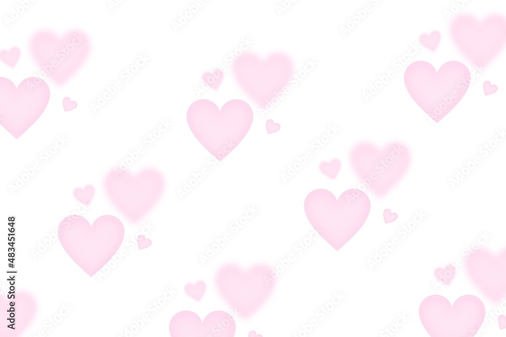 pink heart shaped balloons, st Valentine’s minimalistic wallpaper with bokeh hearts isolated on white 
