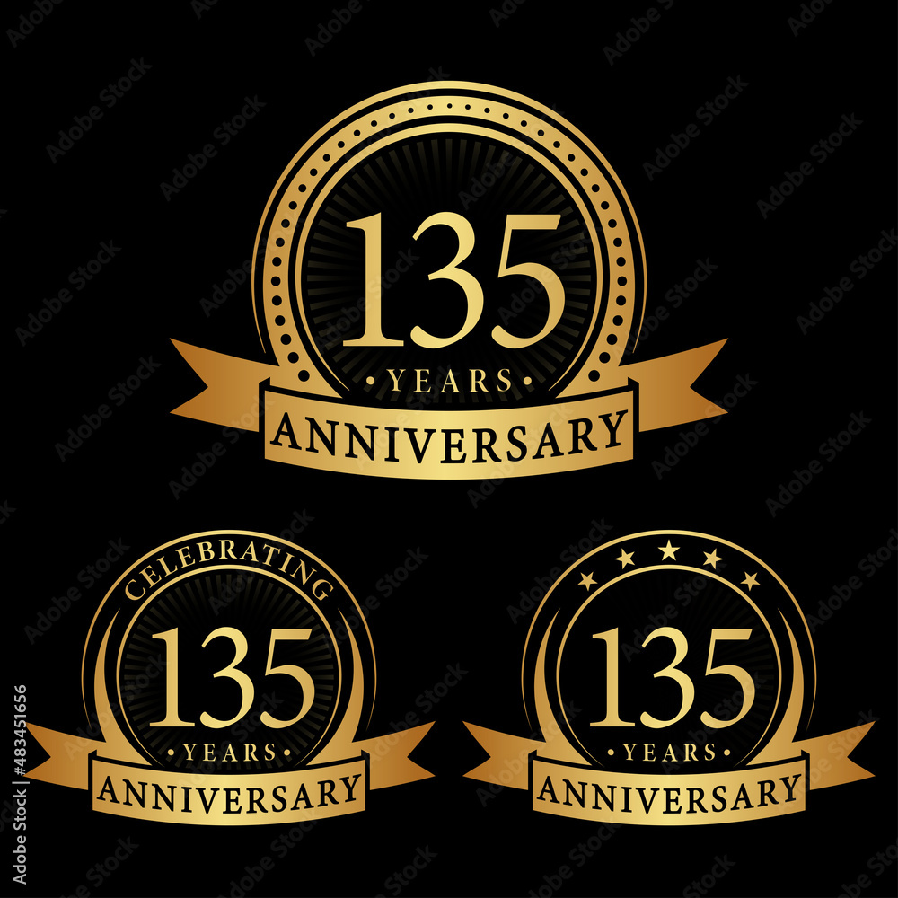 135 years anniversary logo collections. Set of 135th Anniversary logotype template. Vector and illustration. 135 years anniversary logo collections. Set of 135th Anniversary logotype template. Vector and illustration.