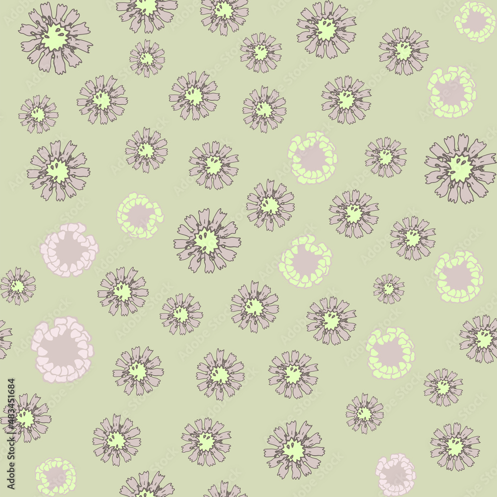 A repeating pattern. Seamless flower ornament. Doodle floral drawing. Handmade graphics. Bedding green and pink shades. For a wedding and Valentines day.Printing on wallpaper and packaging. A repeating pattern. Seamless flower ornament. Doodle floral drawing. Handmade graphics. Bedding green and pink shades. For a wedding and Valentines day.Printing on wallpaper and packaging.