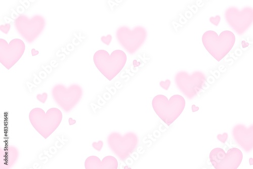 pink heart shaped balloons, st Valentine’s minimalistic wallpaper with bokeh hearts isolated on white  © NIKACOLDBLUE