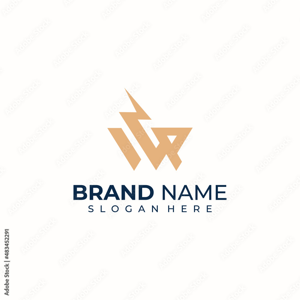 initial letter W and P flash logo design template, letter WP thunder ...