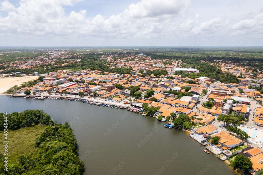 Preguica River seen from above near Barreirinhas, Lencois Maranhenses, Maranhao, Brazil.