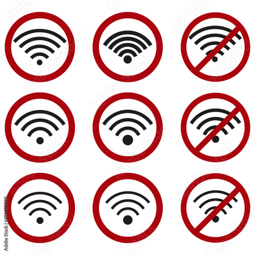 Wifi icon set.No wifi signal icon..Flat design vector illustration set.