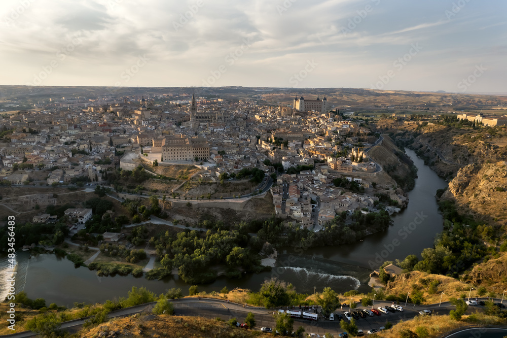 Aerial view historical city of Toledo. Spain