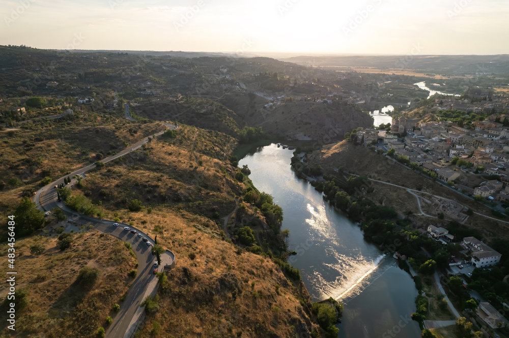 Aerial view historical city of Toledo. Spain Aerial view historical city of Toledo. Spain