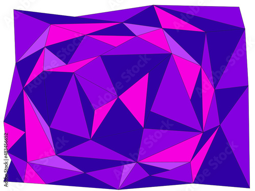 Grafika wektorowa powstała w wyniku wypełnienia obszaru roboczego trójkątami o różnym wymiarze i kolorach. 