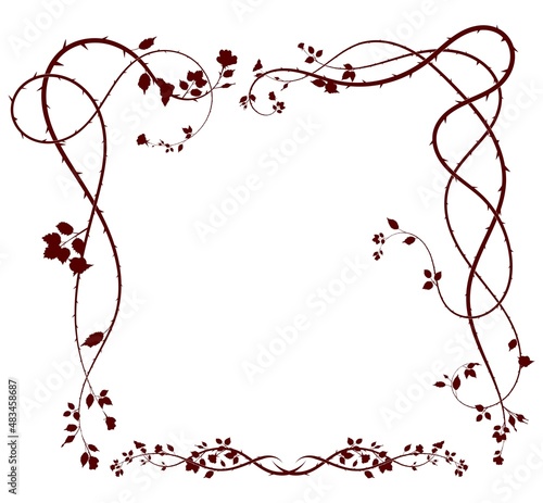 frame weaving plant flower and thorns vector stock