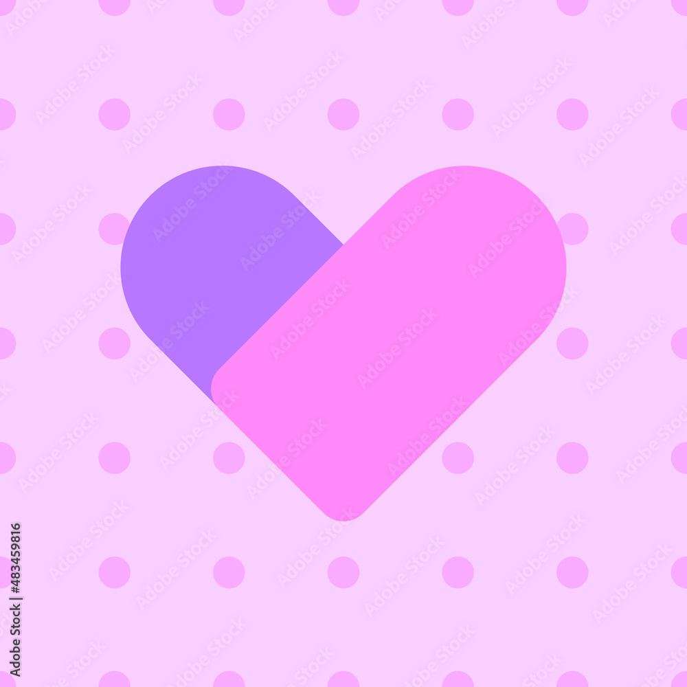 Trendy square design with heart and dotted background. Geometric, simple template for social media posts, mobile apps, card, banners design and internet ads. Vector illustration