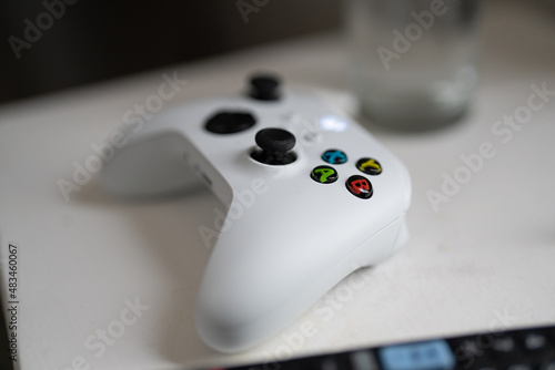 wireless video game controller abstract background with shallow depth of field