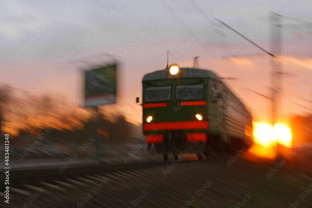 Crazy train on a sunset