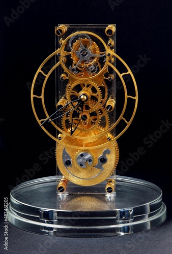 gold mechanical clock