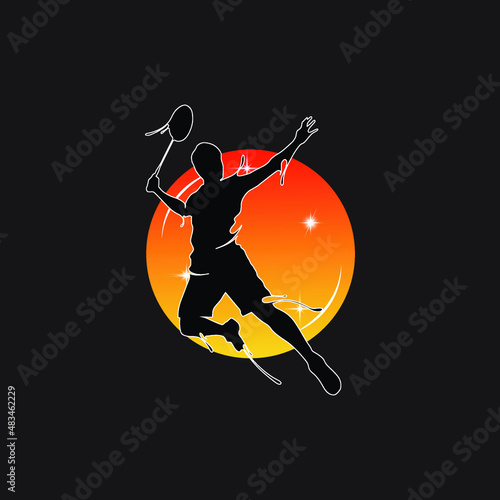 badminton player shiloutte high vector