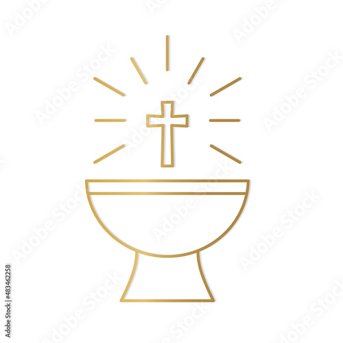 golden baptismal font icon- vector illustration photo