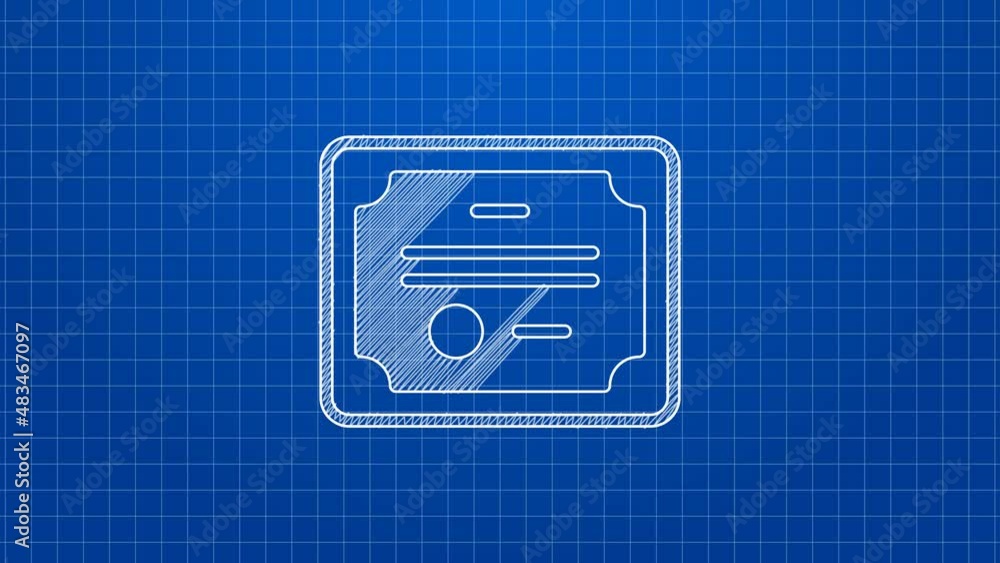 White line Certificate template icon isolated on blue background. Achievement, award, degree, grant, diploma concepts. 4K Video motion graphic animation White line Certificate template icon isolated on blue background. Achievement, award, degree, grant, diploma concepts. 4K Video motion graphic animation