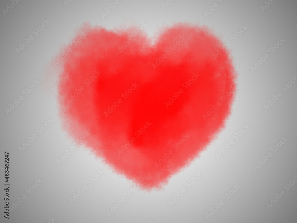 red cloudy heart on white background