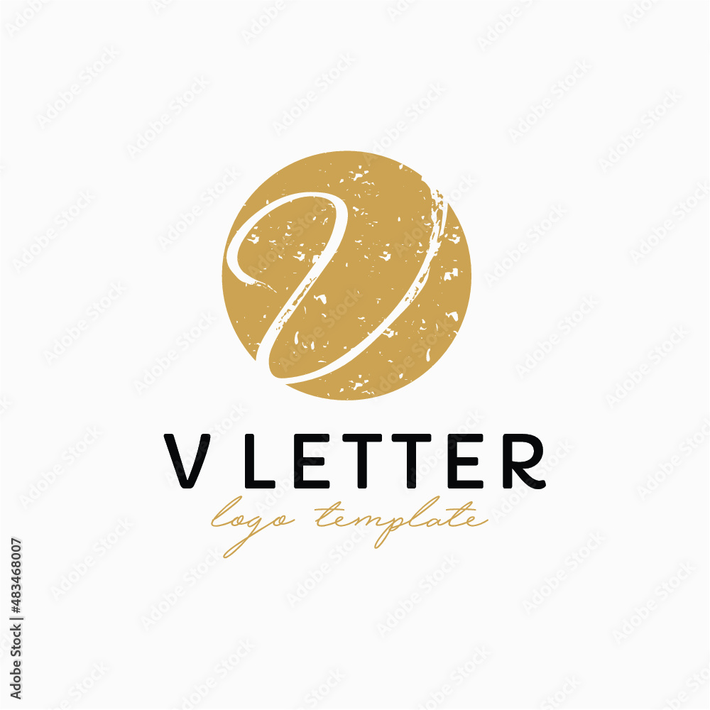 V initial circle gold logo vector image V initial circle gold logo vector image