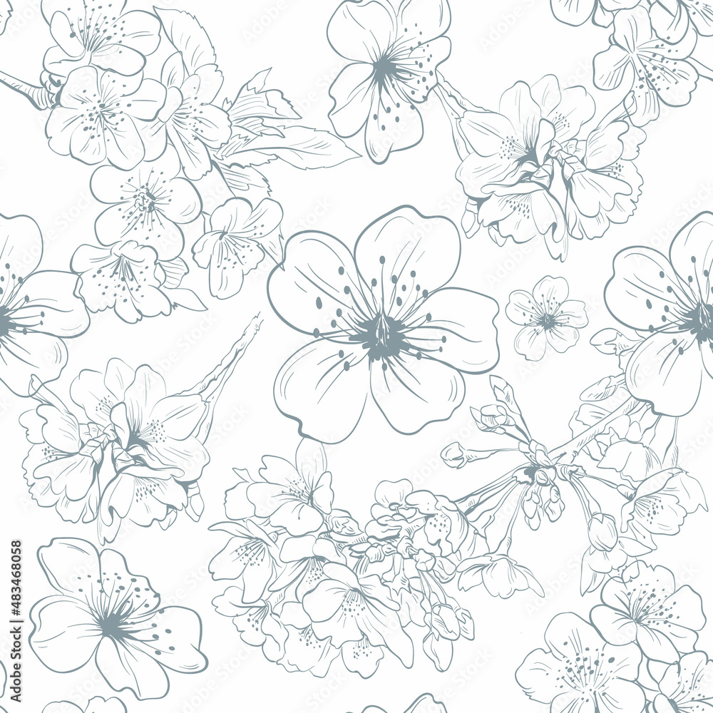 Apple flowers ornament pattern backgrounds, vector illustration