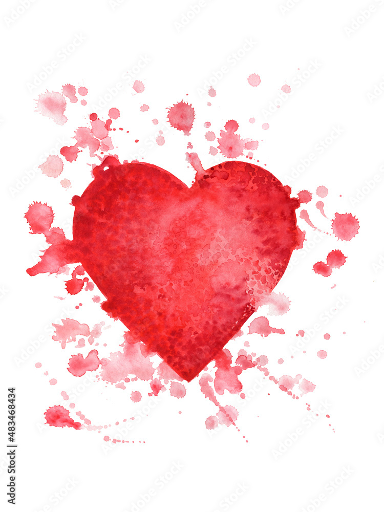 Abstract watercolor heart with spots. Illustration isolated on white. Abstract watercolor heart with spots. Illustration isolated on white.