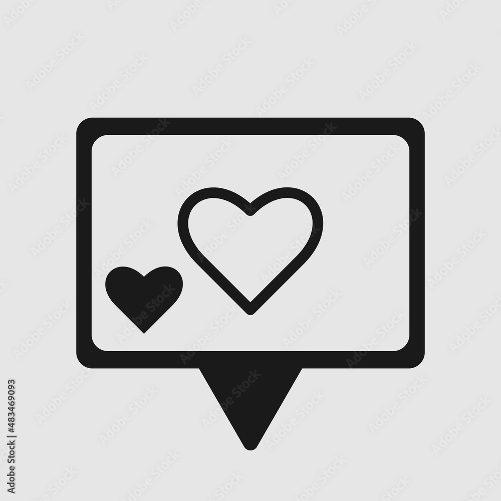 Black hearts message icon on a white background Black hearts message icon on a white background