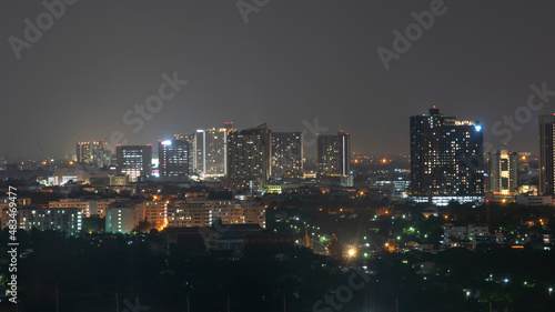 Wallpaper Mural Aerial view of Sathorn, Bangkok Downtown. Financial district and business centers in smart urban city in Asia. Skyscraper and high-rise buildings at night. Torontodigital.ca